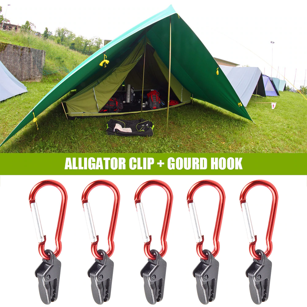 Cheap Goat Tents Waterproof Thumb Screw Tent Clamp Windproof Outdoor Hiking Camp Tent Awning Fixing Clamp Grip with Carabiner Hook   